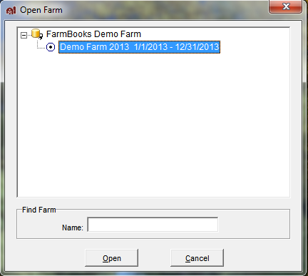 FarmBooks open demo farm screen