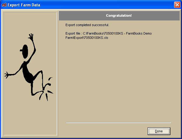 FarmBooks Data Export Wizard End screen