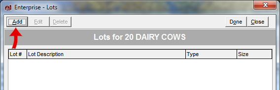 FarmBooks window showing Lots for Daily Cows